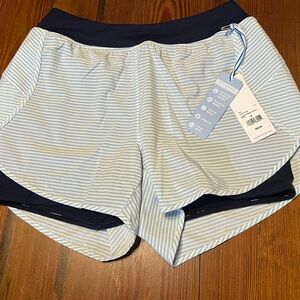Southern Tide Nonie Striped Athletic Workout Short‎ - Sky Blue- New With Tags!